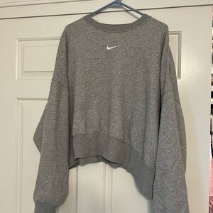 Nike Women's Heather Gray Cropped Sweatshirt